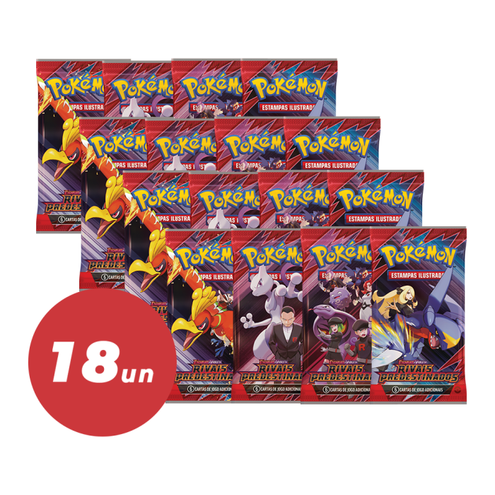 (PT-BR) Pokémon Kit 18 Boosters Rivais Predestinados
