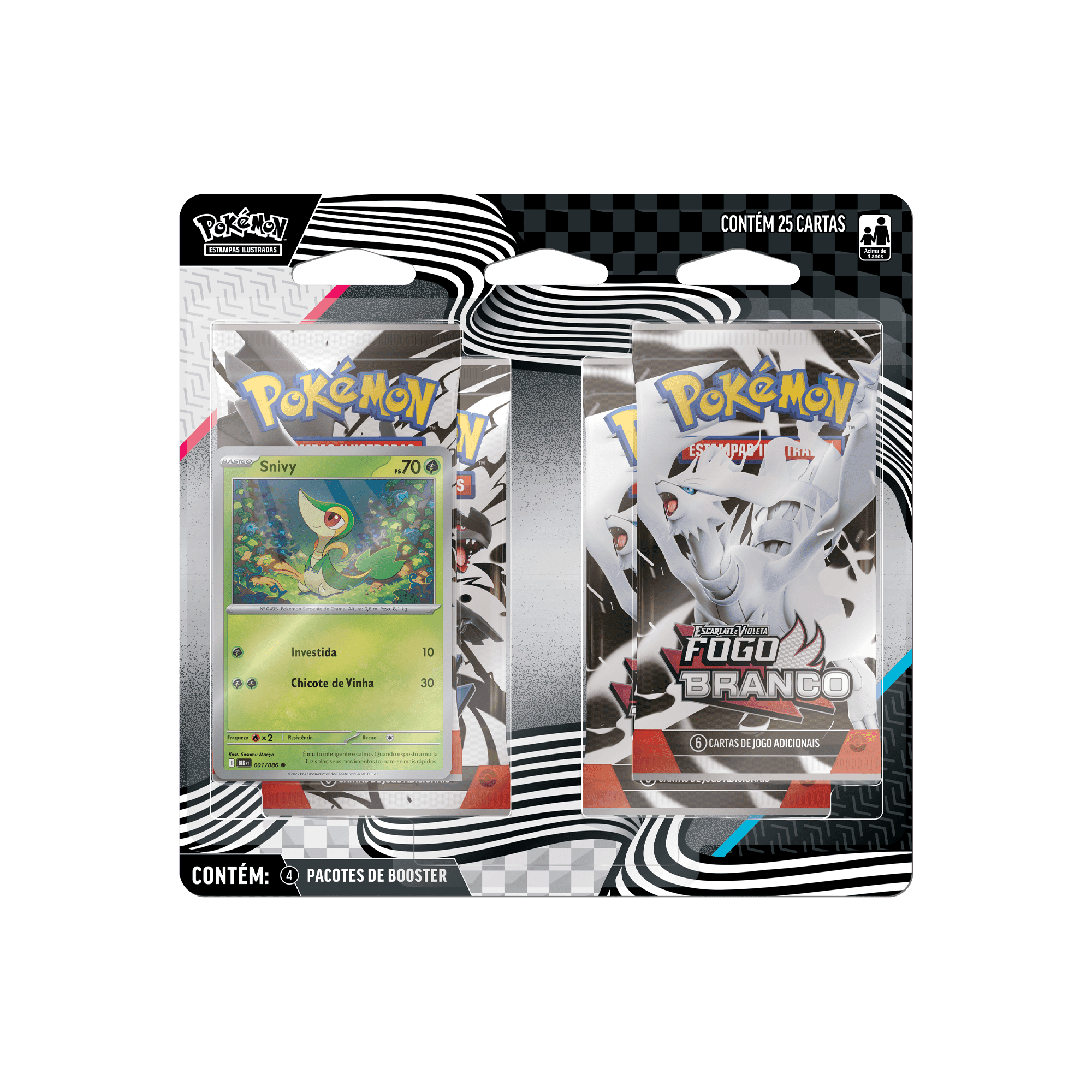 (PT-BR) Pokémon Blister Quádruplo Raio Preto & Fogo Branco Snivy