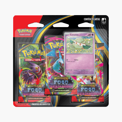 (PT-BR) Pokémon Blister Triplo Mega Evolução Fogo Fantasmagórico Cottone [PRÉ-VENDA]