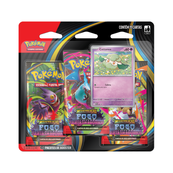 (PT-BR) Pokémon Blister Triplo Mega Evolução Fogo Fantasmagórico Cottone [PRÉ-VENDA]