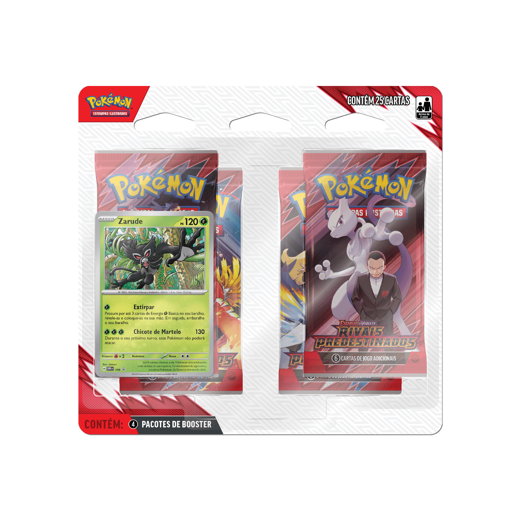 (PT-BR) Pokémon - Blister Quádruplo - Escarlate e Violeta - Rivais Predestinados - Zarude