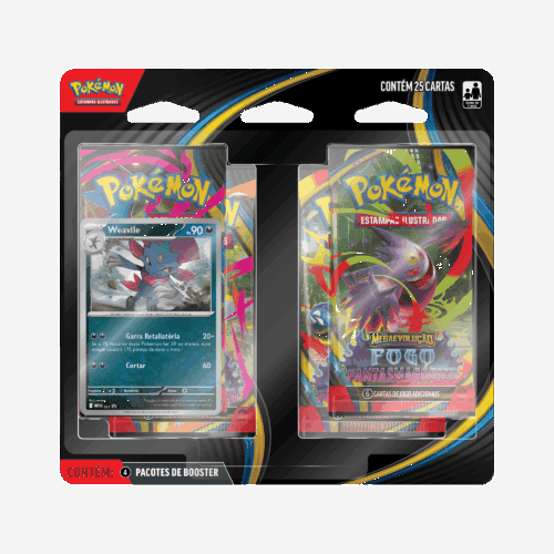 (PT-BR) Pokémon Blister Quádruplo Mega Evolução Fogo Fantasmagórico Weavile