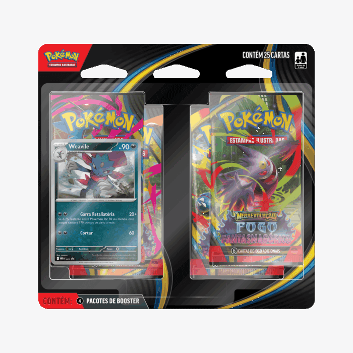 (PT-BR) Pokémon Blister Quádruplo Mega Evolução Fogo Fantasmagórico Weavile [PRÉ-VENDA]
