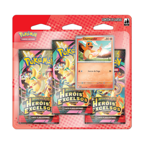 (PT-BR) Pokémon - Blister Triplo - Mega Evolução - Heróis Excelsos - Charmander