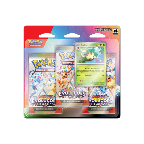 (PT-BR) Pokémon - Blister Triplo - Escarlate e Violeta - Evoluções Prismáticas - Leafeon